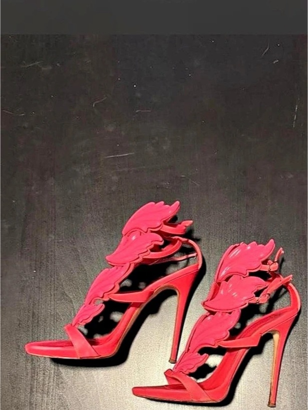 Giuseppe Zanotti Coline cruel fuschia pink wings leaves angel heels
